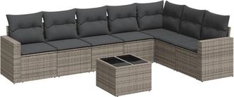 vidaXL Vidaxl - Set De Sof&aacute;s De Jard&iacute;n 8 Pzas Y Cojines Rat&aacute;n Sint&eacute;tico Gris