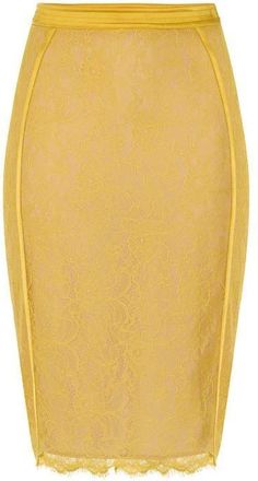 Elisabetta Franchi Rokken, Dames, Geel, M, Satijn, Lace Detail Midi Rok