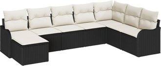 vidaXL Vidaxl - Garden Sofa Set with Cushion 8 pcs Black, white Poly rattan