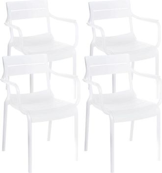 Oviala Oviala - Juego de 4 sillones de jardín de plástico blanco