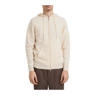 MC2 Saint Barth Hoodies & sweatvesten, Heren, Wit, M, Wol, Gebreid sweatshirt met capuchon en ritssluiting