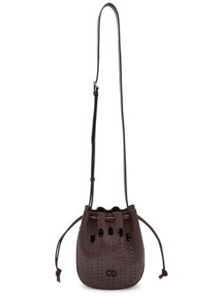 Valentino Garavani Perforated Grained Leather Cross-body bag - Brown - One Size