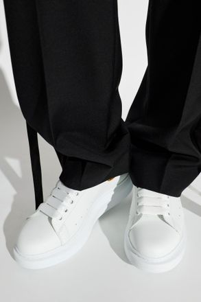 Alexander McQueen Leather Sports Shoes With Shimmering Crystals, Womens, White