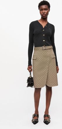 Ganni Beige Flock Check Suiting Skirt