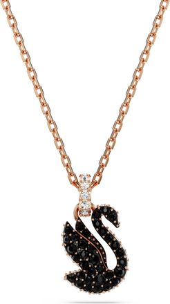 Swarovski Swan WoMens Gold Plated Metal Necklace - Rose 5678046 Gold Tone - One Size