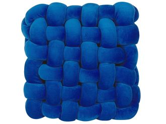 Beliani Coj&iacute;n decorativo de tejido azul 30x12cm