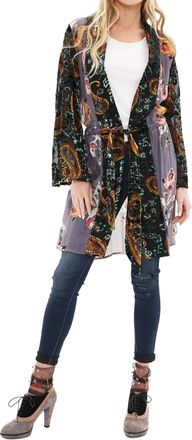 Aratta Josephine Kimono In Charcoal Floral