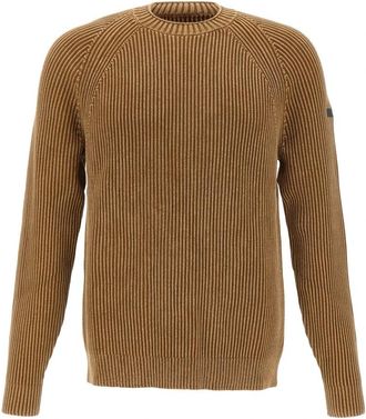 Roberto Ricci Design Katoen 7 Techno Wash Ronde Gebreide Trui - Heren - Ronde hals truien - Bruin - XL - Katoen - Truien & Vesten