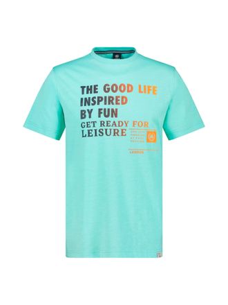 Lerros T-Shirt LERROS Herren T-Shirt mit Frontprint, Herren, Gr. S, blau (iced mint), 100% Baumwolle, Rundhals, Shirts T-Shirt