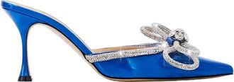 Mach & Mach pointed crystal-bow mules - women - Leather/Leather/Leather - 36.5 - Blue
