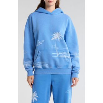 PacSun A Beautiful Life Oversize Graphic Hoodie in Blue at Nordstrom, Size X-Small