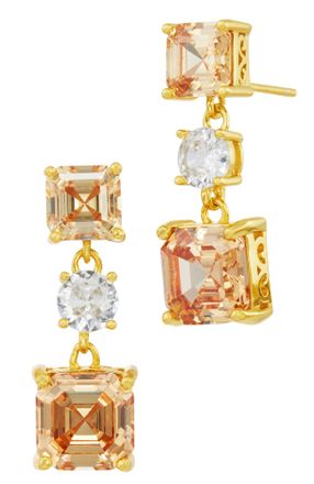 Savvy Cie Jewels STERLING SILVER.925 WHITE AND BLUE CZ DROP EARRINGS