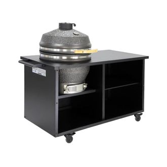 Sweeek Barbacoa kamado de carb&oacute;n, ahumador con mesa auxiliar y funda, negro
