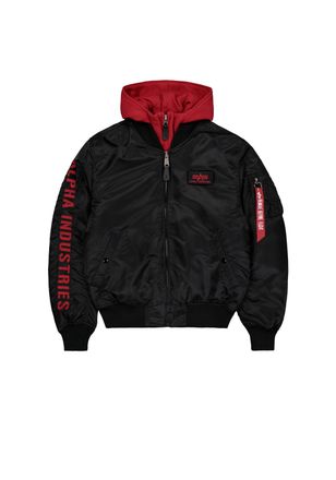 Alpha Industries Bomberjacke ALPHA INDUSTRIES MA-1 D-Tec Sleeve Embroidery, Herren, Gr. XL, schwarz (schwarz, rot), Obermaterial: 100% Nylon, Futter: 100% Nylon, Kapuz