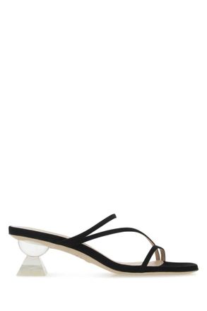 Stuart Weitzman Black Suede Lucite Heels