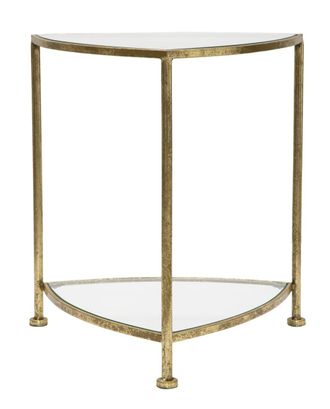 Mauro Ferretti Mueble triangular de metal dorado con repisa cm 45x45x50
