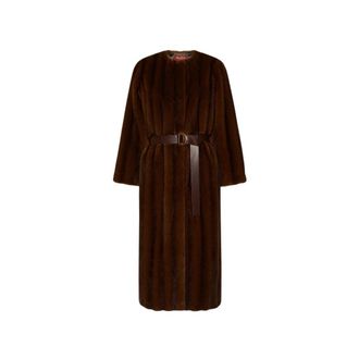 Max Mara Abrigo largo con cintur&oacute;n - Coats - Mujer - Marr&oacute;n - XS