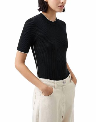 French Connection Mozza Short Sleeve Jumper In Black