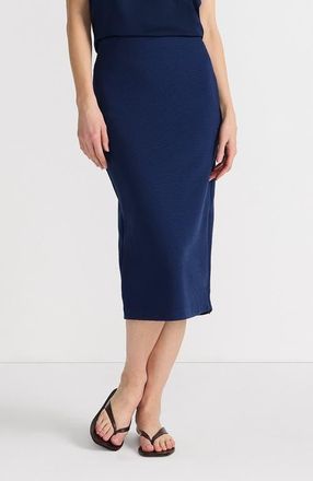 Lands End Starfish Side Zip Midi Skirt in Deep Sea Navy at Nordstrom, Size X-Small