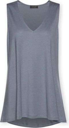 Elena Miro Gem&ecirc;leerde Lyocell Top met V-hals - Dames - Tops zonder mouwen - Grijs - XS - Leer - Tops
