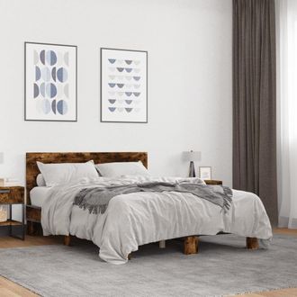 Berkfield Home Bed Frame without Mattress Smoked Oak 140x200 cm in Brown