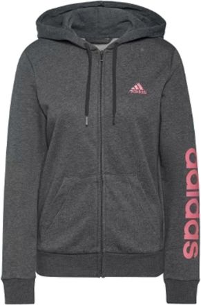 adidas (WMNS) adidas Essentials Logo Full-Zip Hoodie Asia Sizing Grey Pink H07750