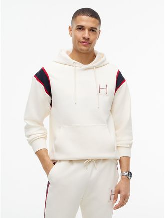 Tommy Hilfiger Mens H-Logo Patch Pique Hoodie - Ivory Petal - XL