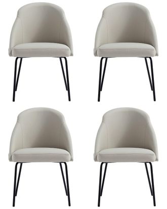 Manhattan Comfort Set Of 4 Gracie Modern Leatherette Dining Chairs With Steel Legs
