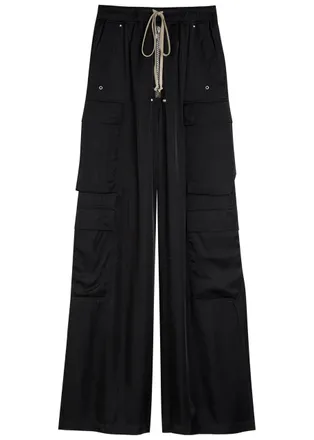 Rick Owens Cargobelas Wide-leg Satin Trousers - Black - 42 (UK10 / S)