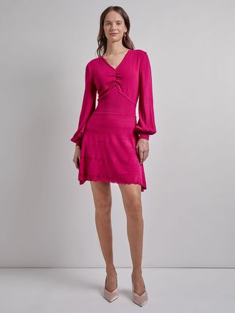 Misook Fit & Flare Tonal Ribbed Knit Mini Dress - Modern Fit