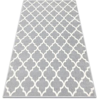 RugsX Rugsx - Carpet bcf Morad trelis Trelis Moroccan - light grey grey 240x340 cm