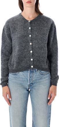 American Vintage Vito Fuzzy Wool-Blend Crewneck Cardigan