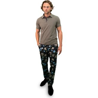 Lords of Harlech Jack Flat Front Chino Pant In Augustus Floral in Augustus Floral Black at Nordstrom, Size 33 X 32