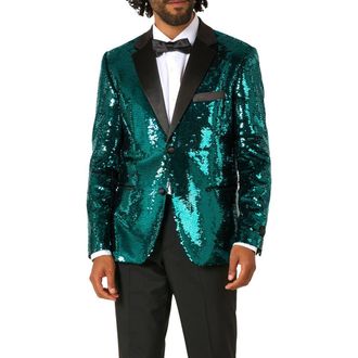 OppoSuits Terrific Teal Sequin Embellished Dinner Jacket in Turquoise at Nordstrom, Size 46