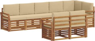 vidaXL Conjunto De Sof&aacute;s De Exterior 8 Uds. Natural Y Beige Poli&eacute;ster Vidaxl