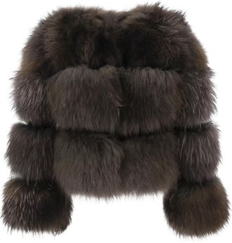 Wanan Luxury Giacca Raton Grigia in Pelliccia di Procione-Donna -Beige