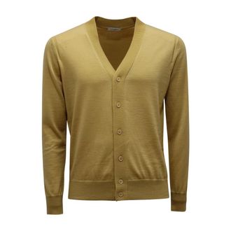 Paolo Pecora Cardigans, male, Yellow, Size: S Wool Cardigan Sweater in Yellow