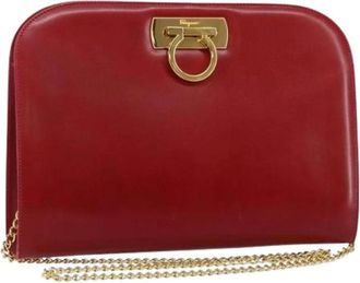 Ferragamo Pre-owned Clutches, female, Red, Size: ONE SIZE Pre-owned Leather Shoulder Bag