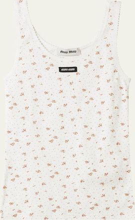 Miu Miu Floral Scallop-Trim Tank Top