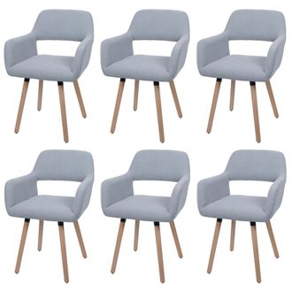 Hhg Hhg - Nunca Usado] Juego De 6 Silla De Comedor 878 Ii, Silla Silla De Cocina Silla Tapizada, Madera Tejido/cord&oacute;n Textil (400g/m&sup2;) Mvg, Gris Claro