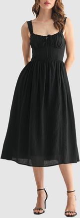 All in Favor Tie Neck Midi Sundress in Black at Nordstrom, Size X-Large