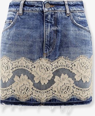 Dolce & Gabbana Gonna in denim con pizzo - DOLCE & GABBANA - gender_Woman