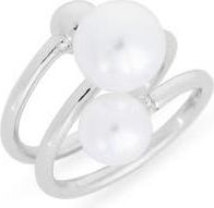 Nordstrom Rack Faux Pearl Coiled Wrap Ring in White- Silver at Nordstrom Rack, Size 9