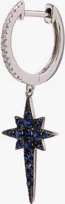 Roxanne First 14K White Gold Sapphire Star Drop Diamond Hoop Earring - Womens - Diamond/Sapphire/14kt White Gold