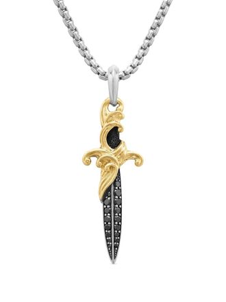 David Yurman 18kt yellow gold and sterling silver Waves Dagger diamond amulet (43.8mm)
