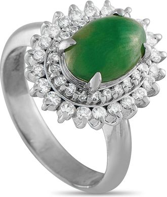 Luxury Bazaar Platinum 0.69ct Diamond and Jade Ring MF48-101725