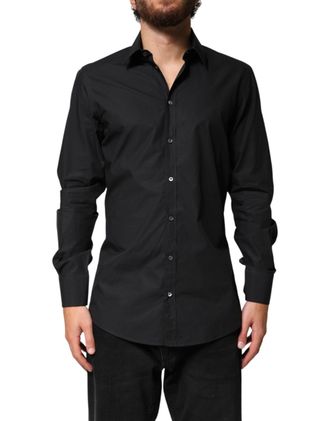 Dolce & Gabbana Black GOLD Cotton Men Dress Formal Mens Shirt