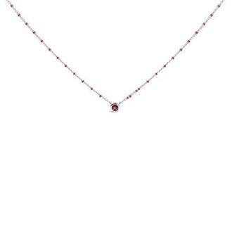 House of Brilliance Sterling Silver Rhodolite Enamel Bead Chain Necklace at Nordstrom