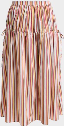 Solid & Striped The Ivy Striped Drop-Waist Midi Skirt
