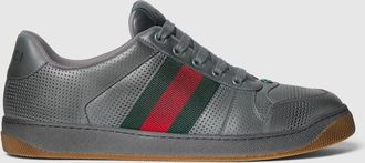 Gucci Mens Wornout-effect Screener Sneaker, Grey, Leather